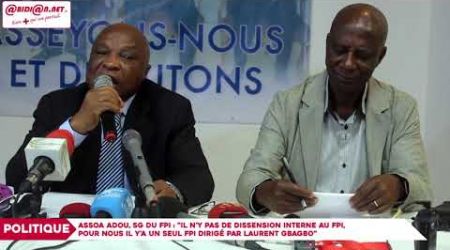 Assoa Adou, SG du FPI : "Il n’y pas de dissension, pour nous il y’a un seul FPI dirigé par Gbagbo"