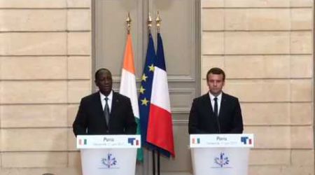 Conférence de presse du président Macron et Alassane Ouattara à l’Elysée